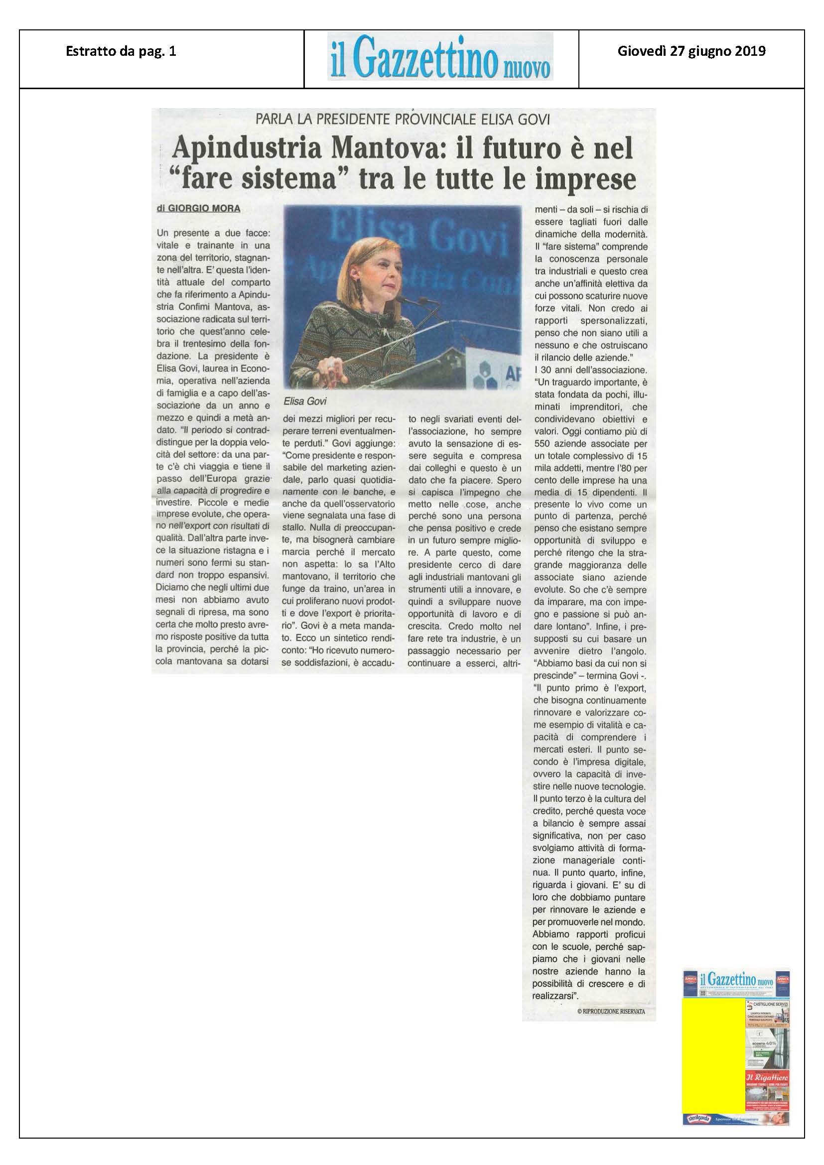 97 GAZZETTINO GOVI 27 06 19 P1